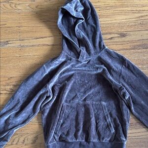 TNA Velvet Hoodie in Dark Brown